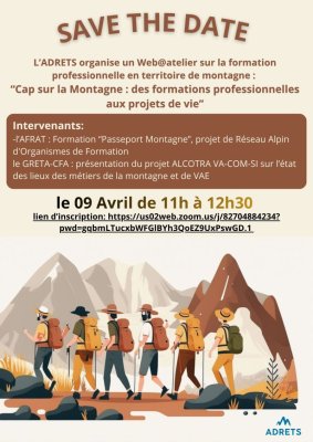 [Inscription] WEBATELIER Cap sur la montagne : des formations professionnelles aux projets de vie